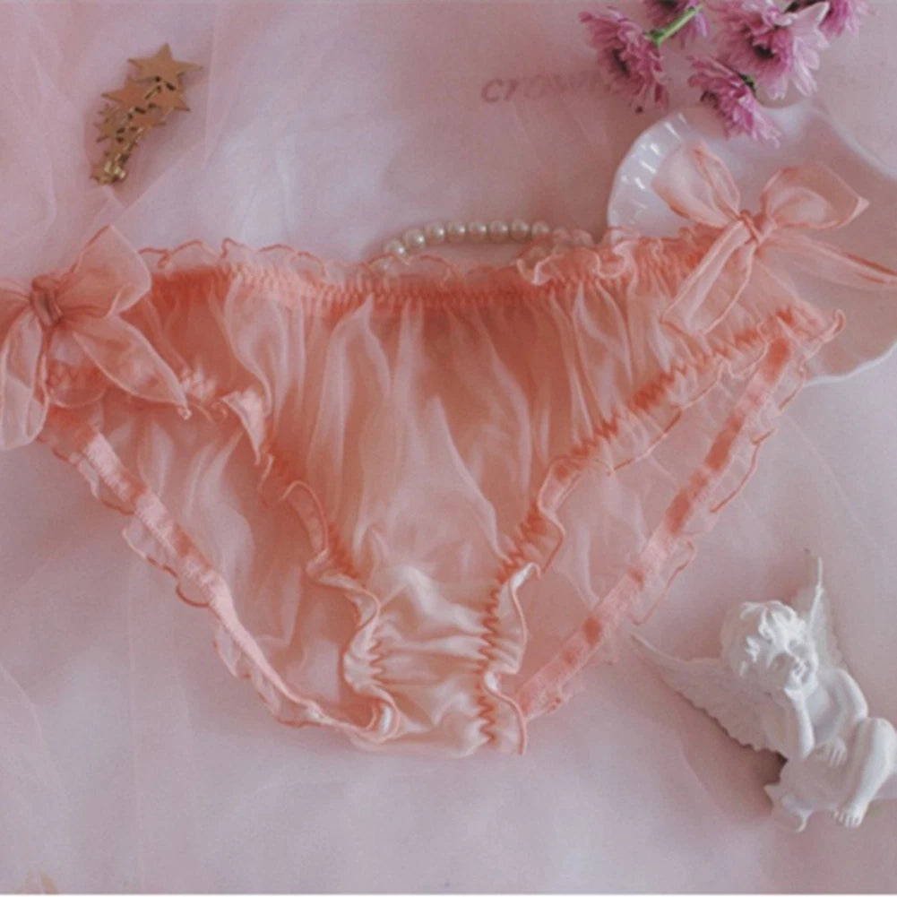 Set of 4 Lace Bikini Briefs for Women - Sheer Mesh, Various Colors