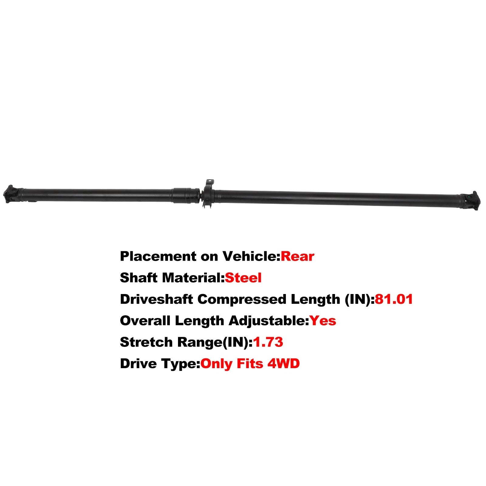 Rear Drive Shaft 81.01" for Honda CR-V EX-L L4 2.4L 4WD (2007–2011) 40100-SWA-A01