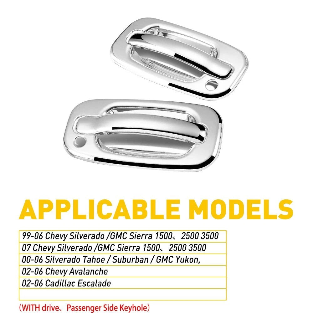 Set of 2 Chrome Door Handle Covers for Chevy Silverado GMC Sierra 1500 (1999–2006)