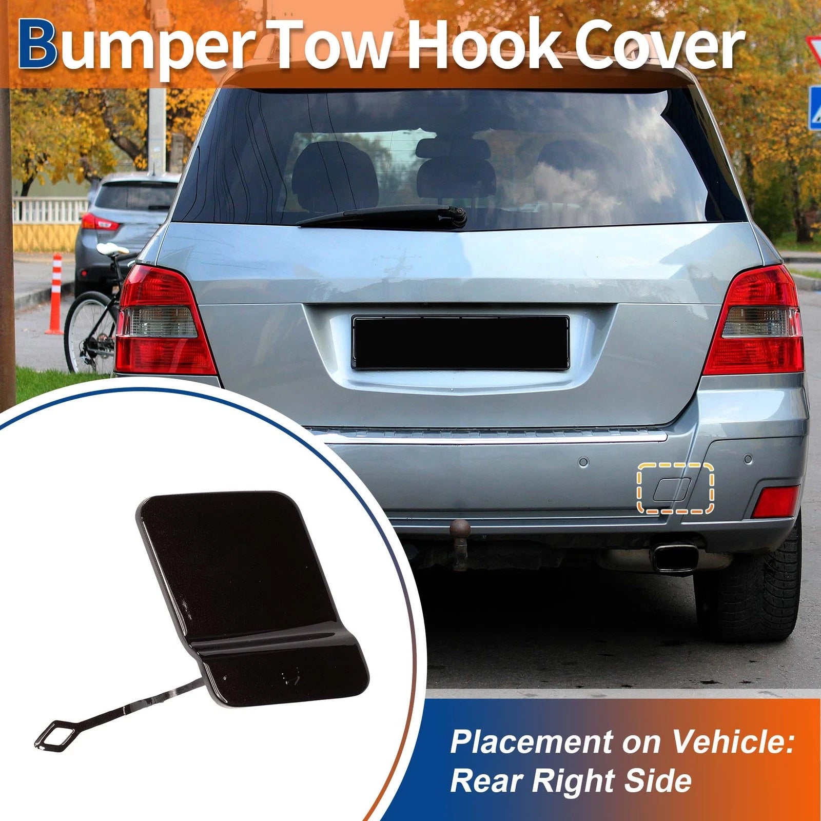 Rear Car Bumper Tow Hook Cover for Mercedes-Benz X204 (2010–2012) No.A2048853223 Brown