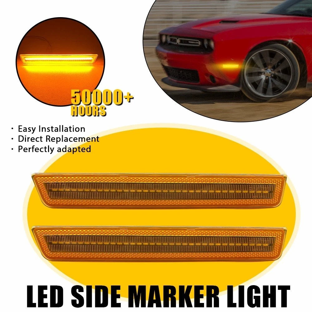Pair Amber LED Side Marker Lights for Dodge Challenger (2015–2023)