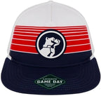 Mack Trucks Snapback Hat with Perforated Panels, Flat Brim, Striped