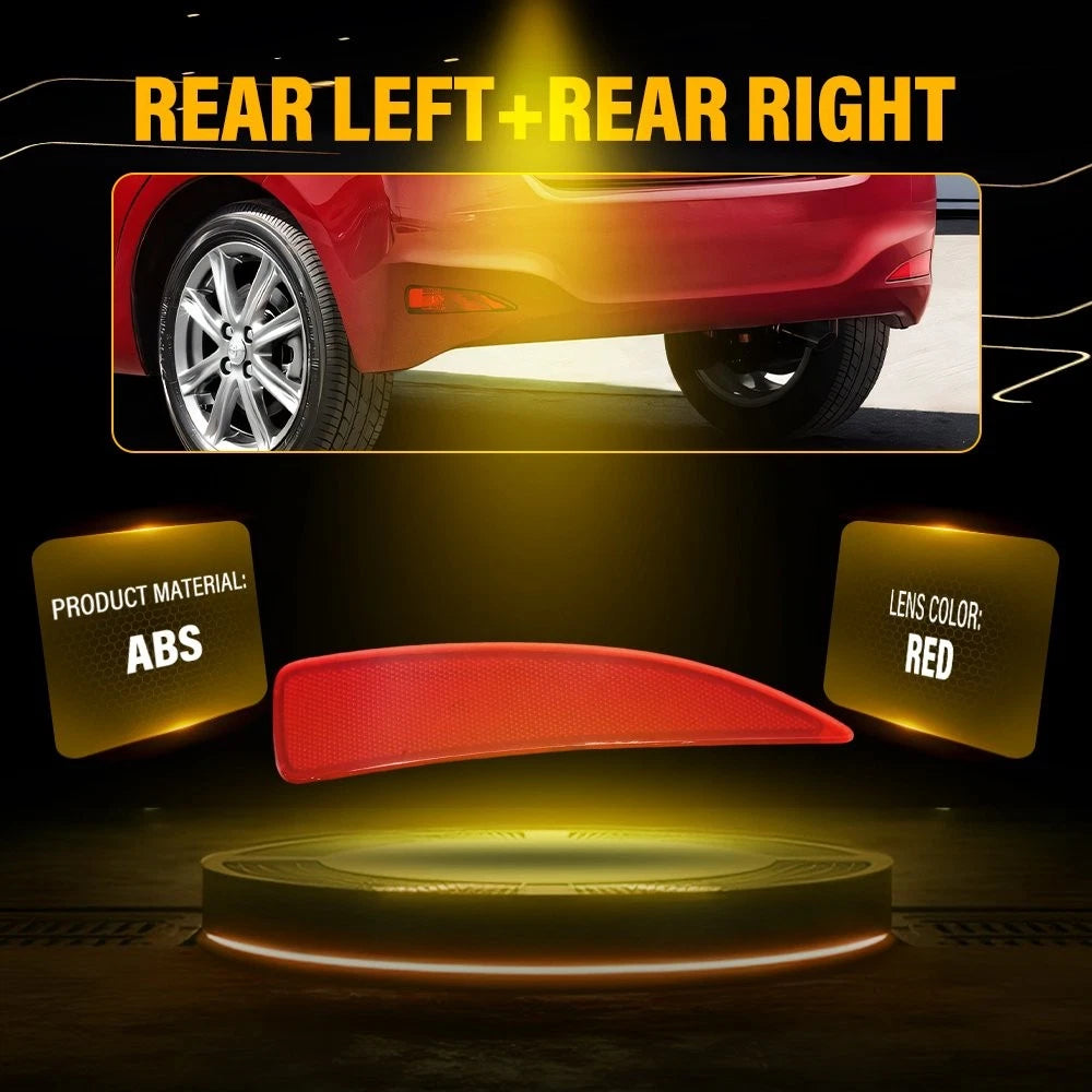 2X Red Lens Rear Bumper Bar Reflector Lights for Toyota Yaris EV (2012–2014)
