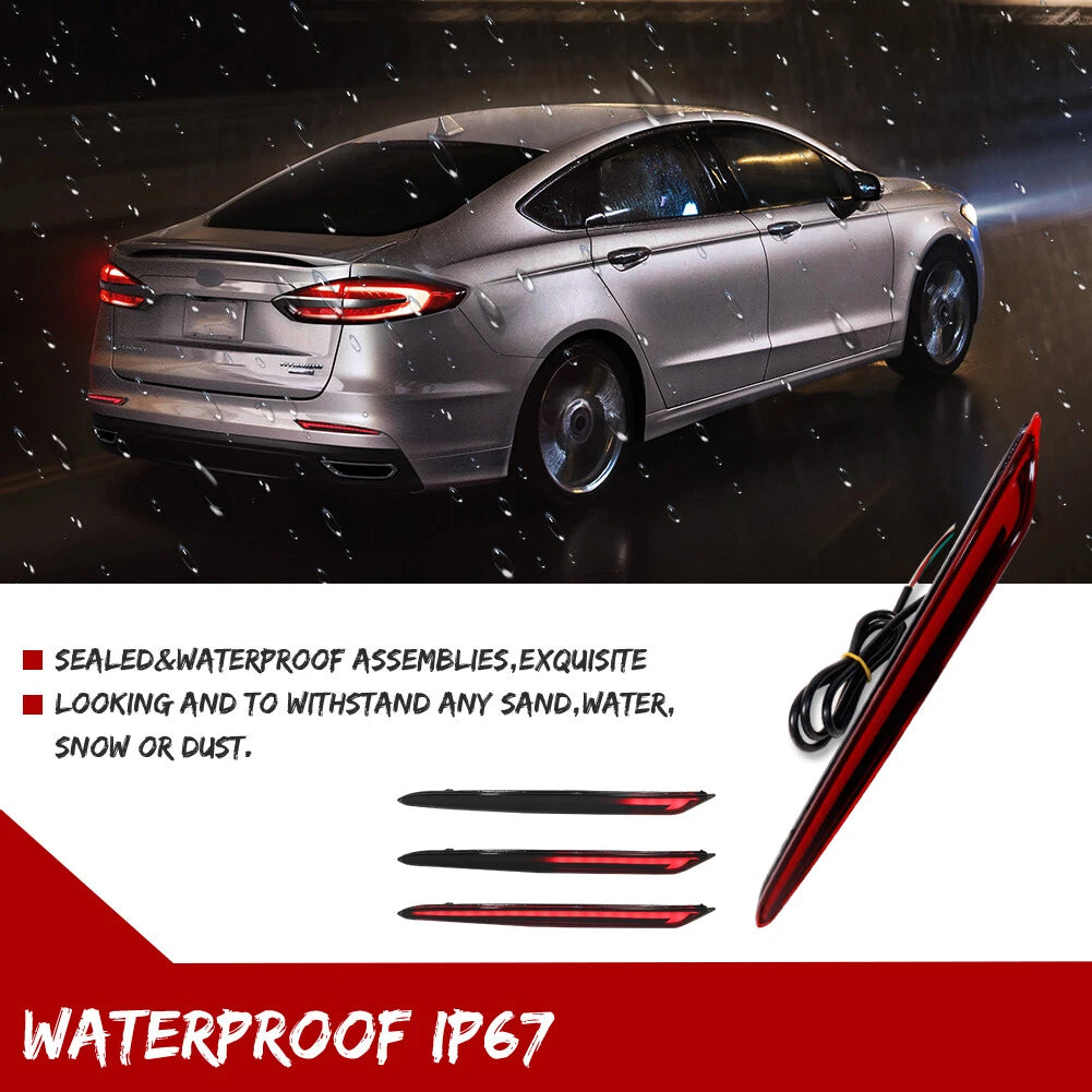 Red LED Rear Bumper Reflector Lights for Ford Fusion (2019–2022)
