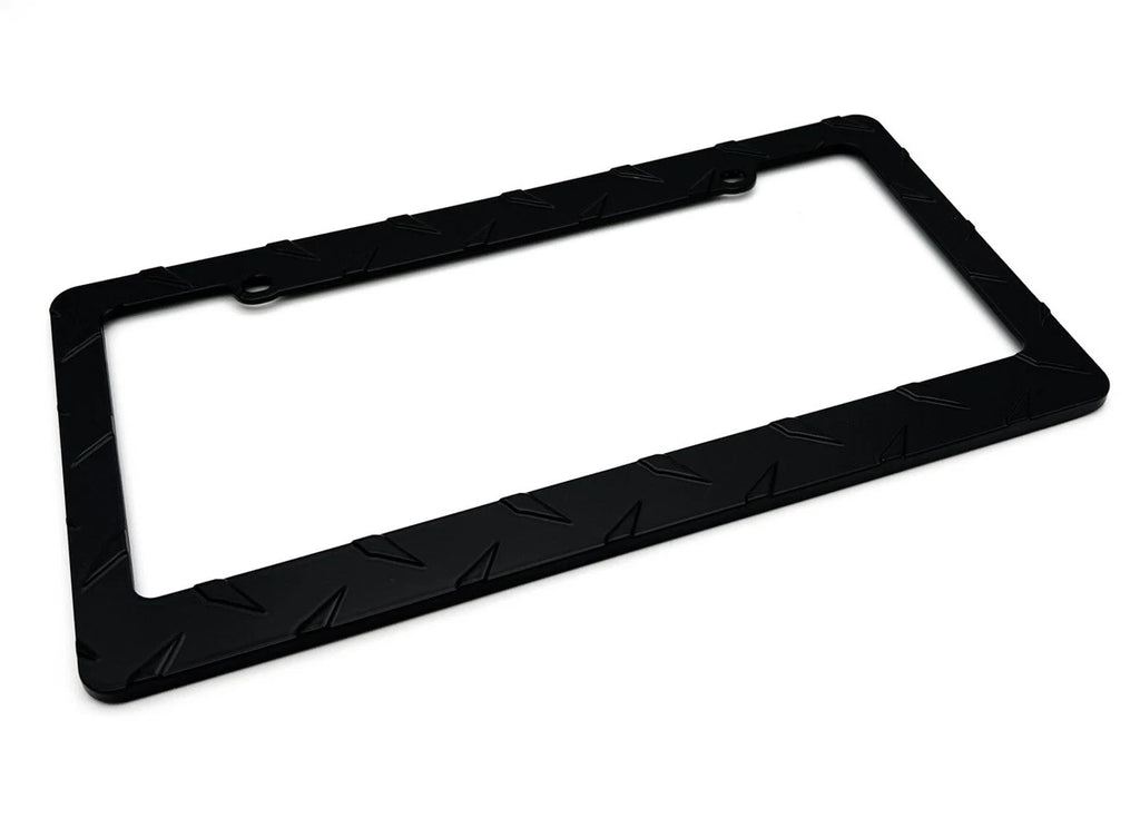 License Plate Frame Black Diamond Plate Metal for Car Truck SUV