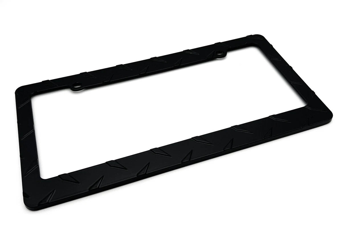 License Plate Frame Black Diamond Plate Metal for Car Truck SUV
