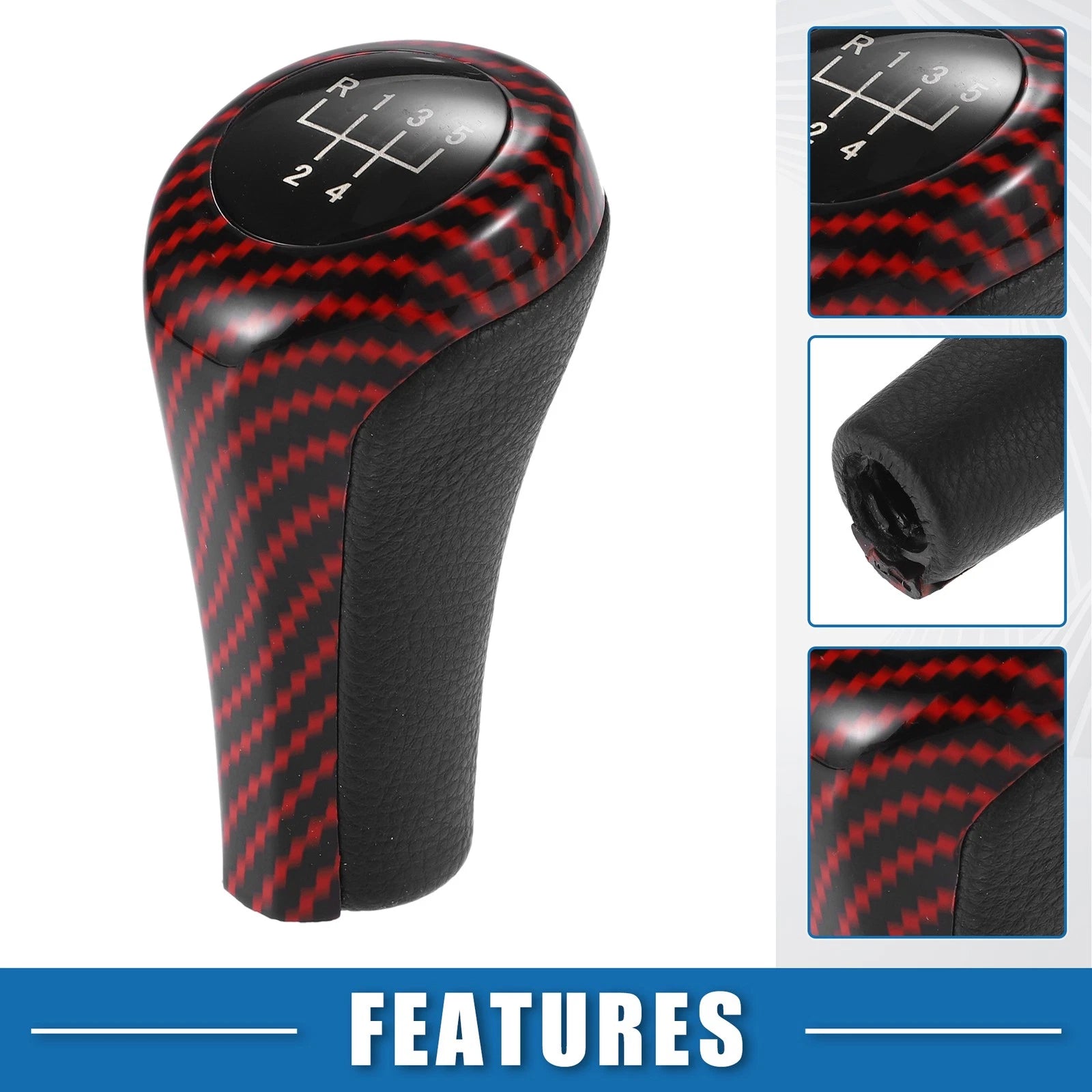 5 Speed Manual Gear Shift Knob for BMW 1 3 5 6 Series (E81 E82 E87) Black Red
