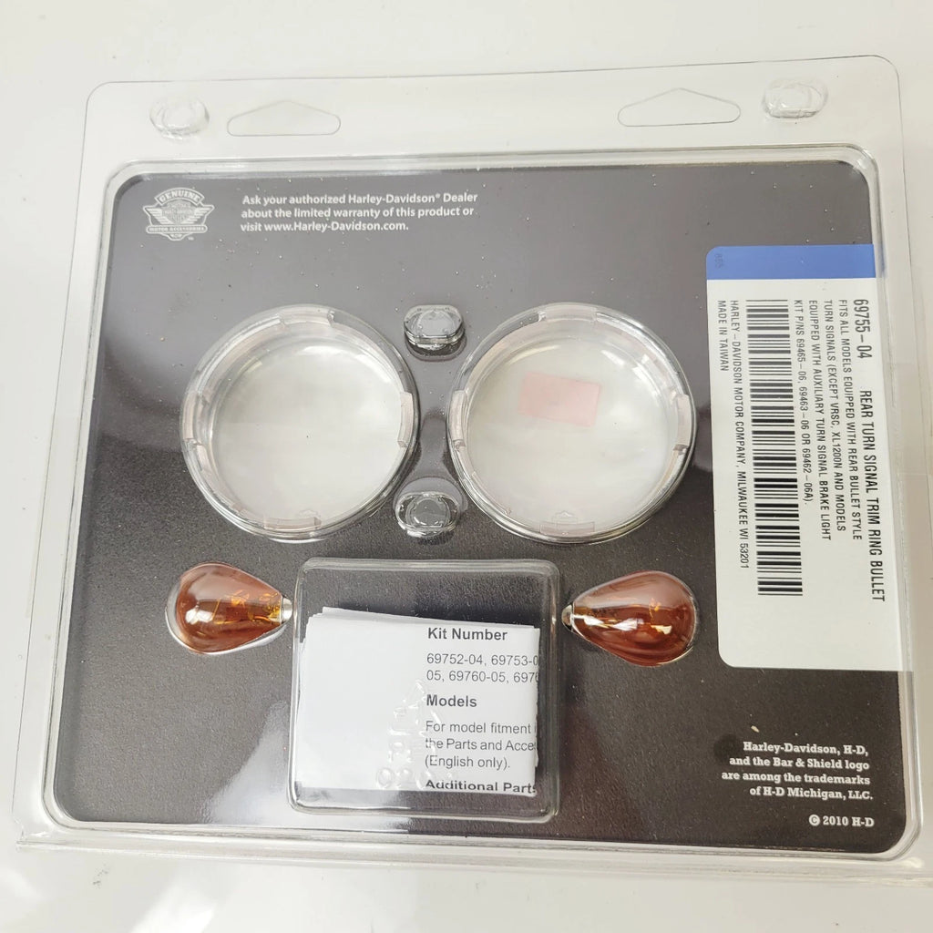 Bullet Turn Signal Clear Lens & Trim Ring for Harley-Davidson (2004–2004)