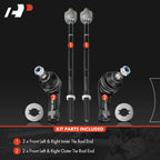 Set of 4 Front Inner & Outer Steering Tie Rods for Ford Focus (2009-2011)