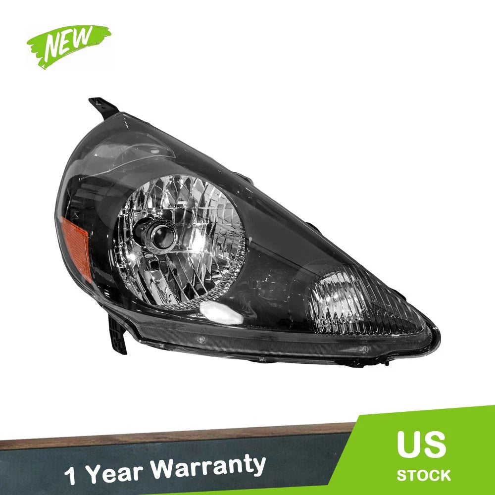 Right Headlight Assembly for Honda Fit (2007–2008) Halogen, Black
