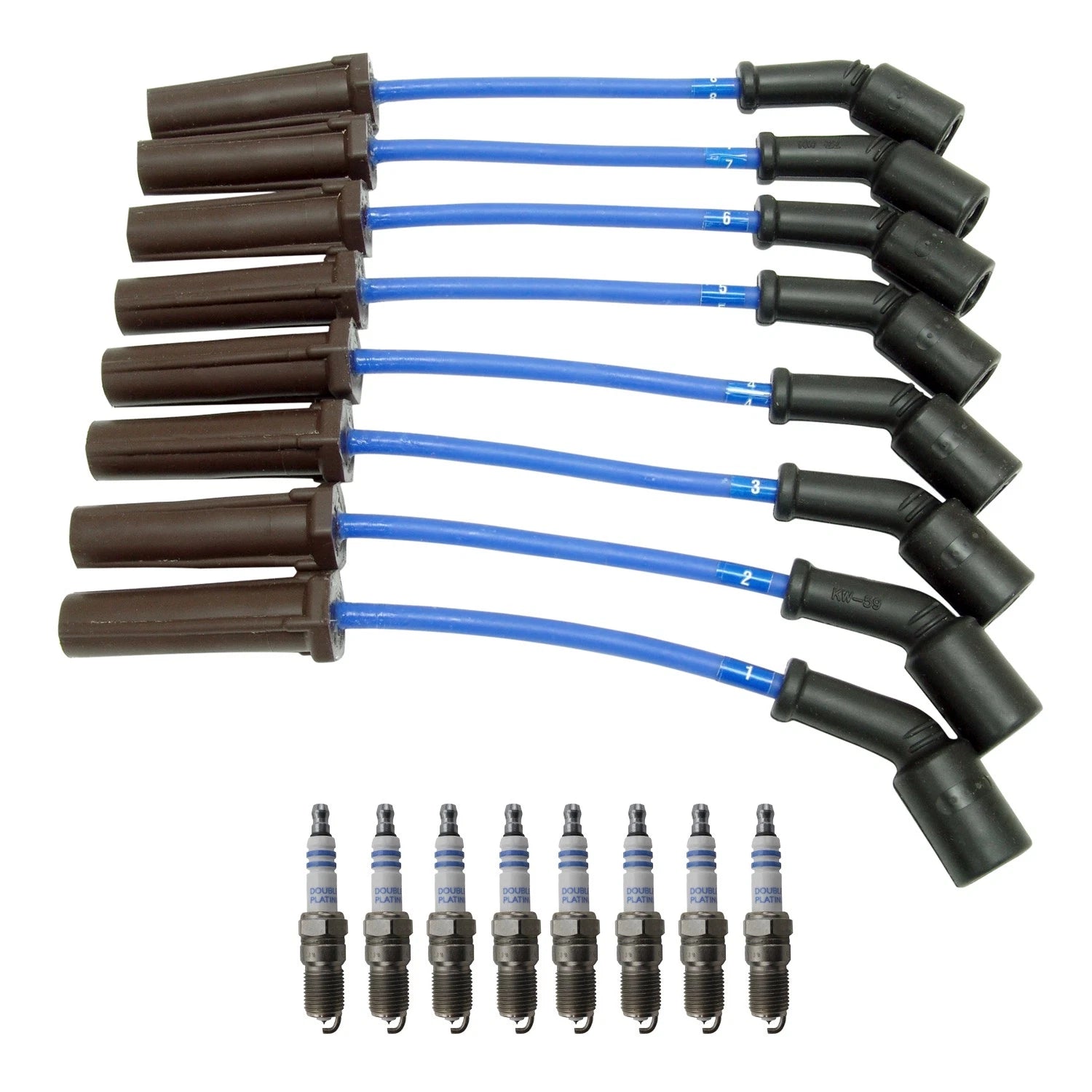 NGK Wire Set & Bosch 8 Double Platinum Spark Plugs for Silverado 2500 V8 (1999)
