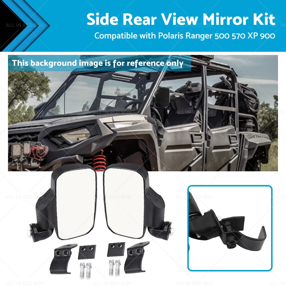 UTV Side Rear View Mirrors for Polaris Ranger 500 570 XP 900 1000 (2015–2023)