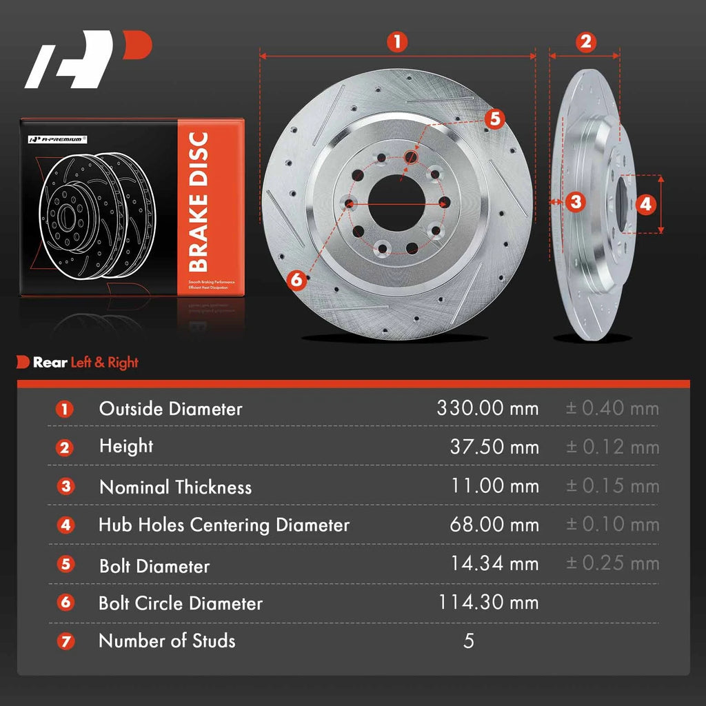 Drilled Brake Rotors for Ford Explorer, Flex, Lincoln MKS (2009–2019)