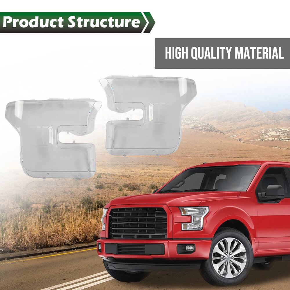 Set of 2 Headlight Replacement Lenses for Ford F-150 (2015–2017)