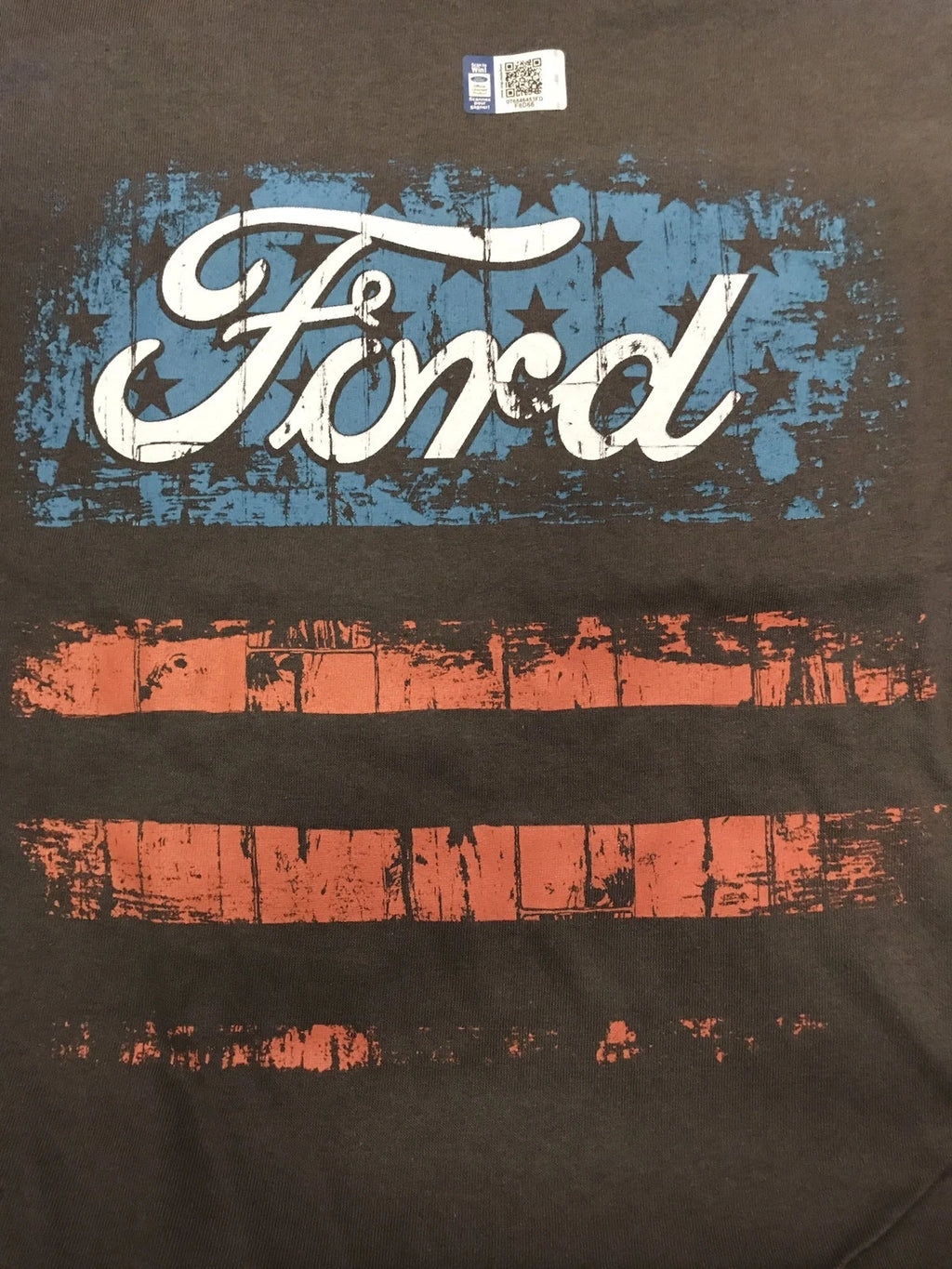 Licensed Ford T-Shirt Charcoal American Flag Logo for Ford (2000–2024)
