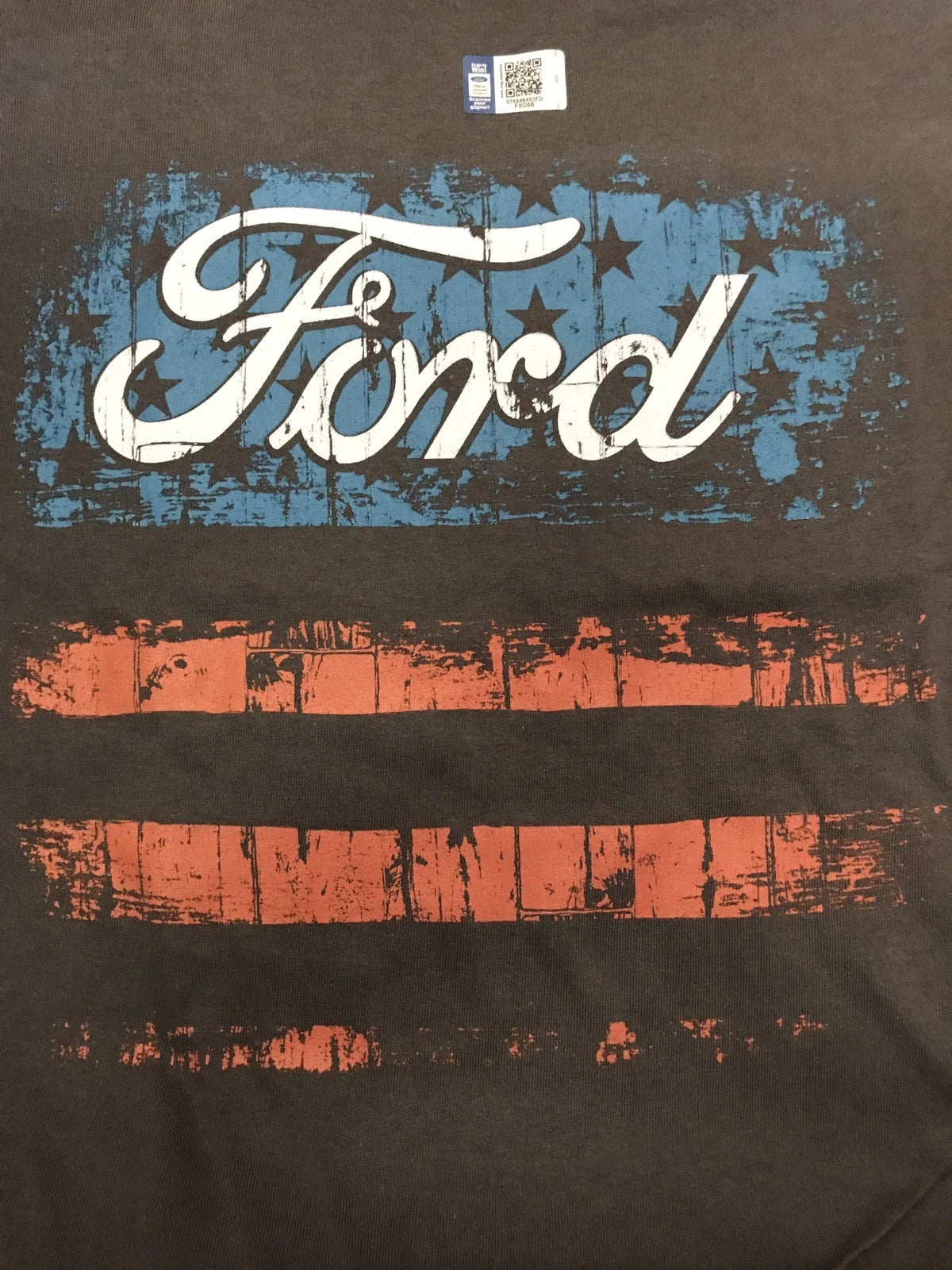 Licensed Ford T-Shirt Charcoal American Flag Logo for Ford (2000–2024)