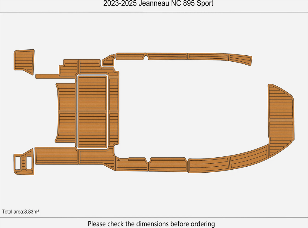 EVA Pads for Jeanneau NC 895 Sport (2024) - Teak Flooring Mat