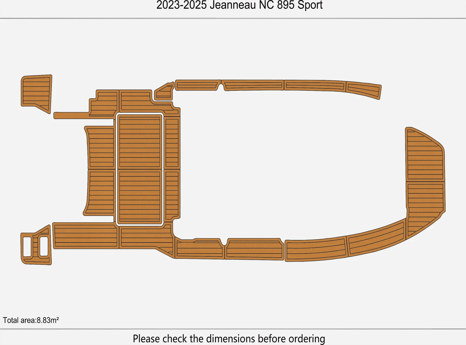 EVA Pads for Jeanneau NC 895 Sport (2024) - Teak Flooring Mat
