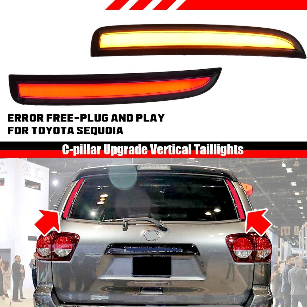 3in1 LED Smoked Rear C Pillar Panel Lights for Toyota Sequoia (2007–2021)