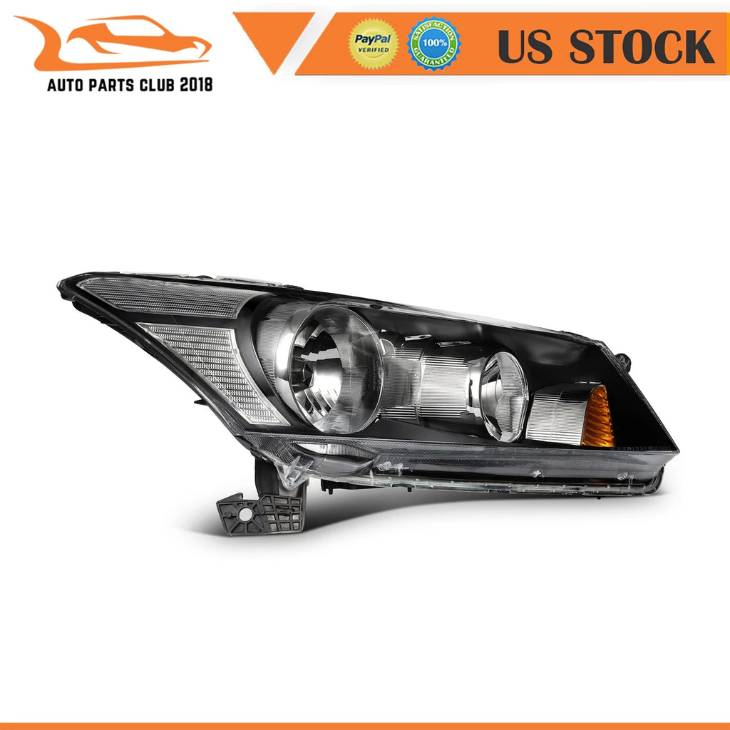 Set of 2 Black Housing Headlights Assembly for Honda Accord 2008–2012 L+R