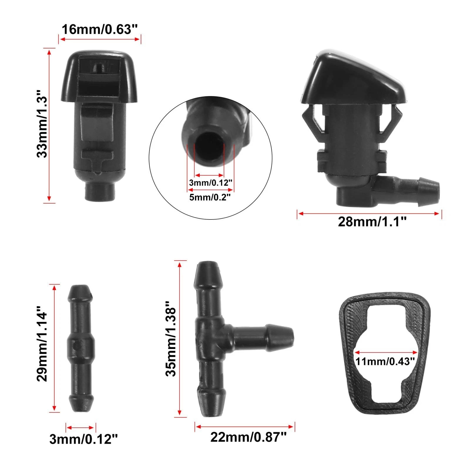 7pcs Windshield Wiper Fluid Squirter Nozzle for Jeep Liberty (2002–2007) 55157319AA