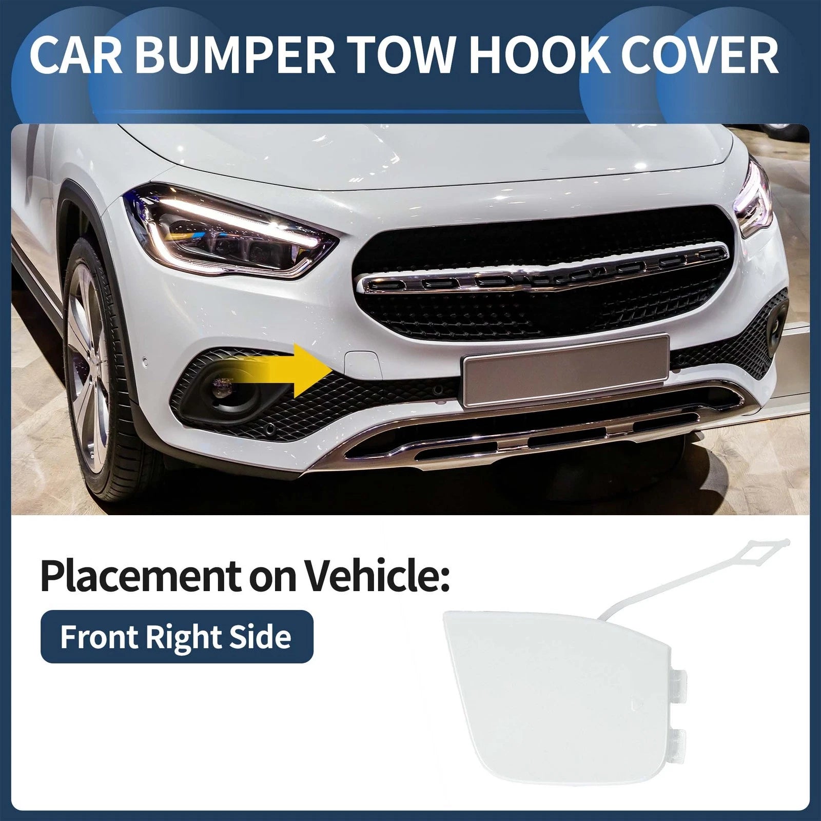 Front Bumper Tow Hook Cover for Mercedes-Benz W247 (2019–2023) No.A2478859403 White Metallic