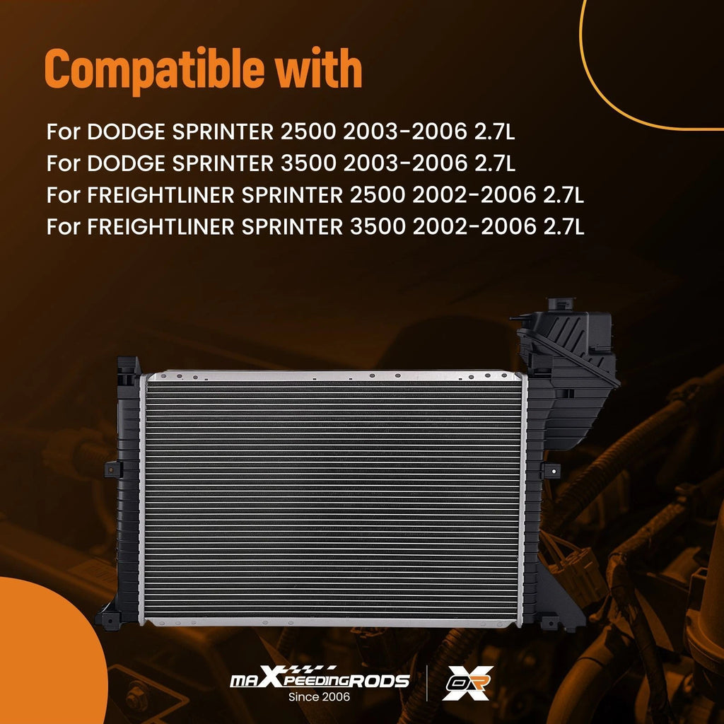Aluminum Radiator for Dodge Sprinter 2500/3500 2.7L Crossflow (2014–2025)