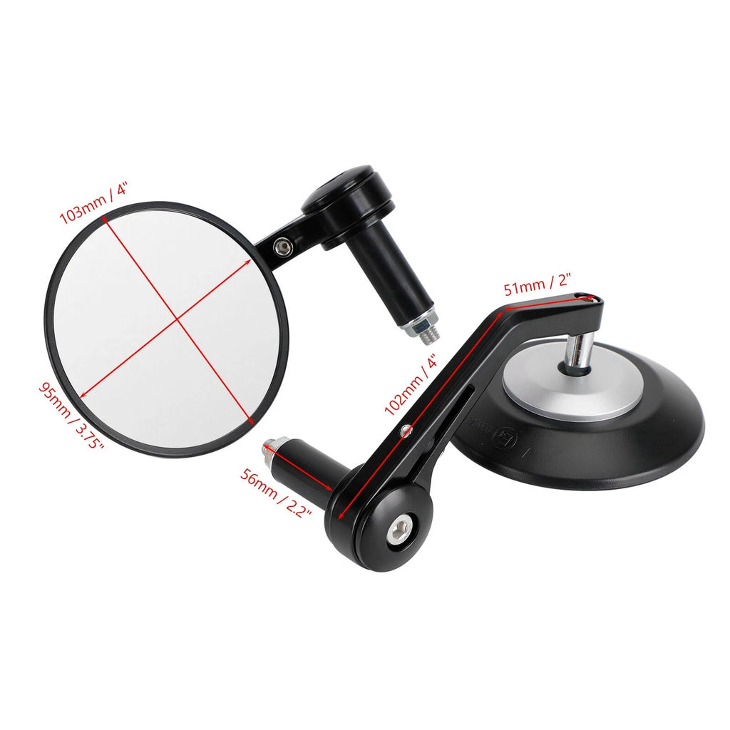 Custom 4" Round Handlebar Mirror Set for Motorcycles (16-19MM Adaptors)