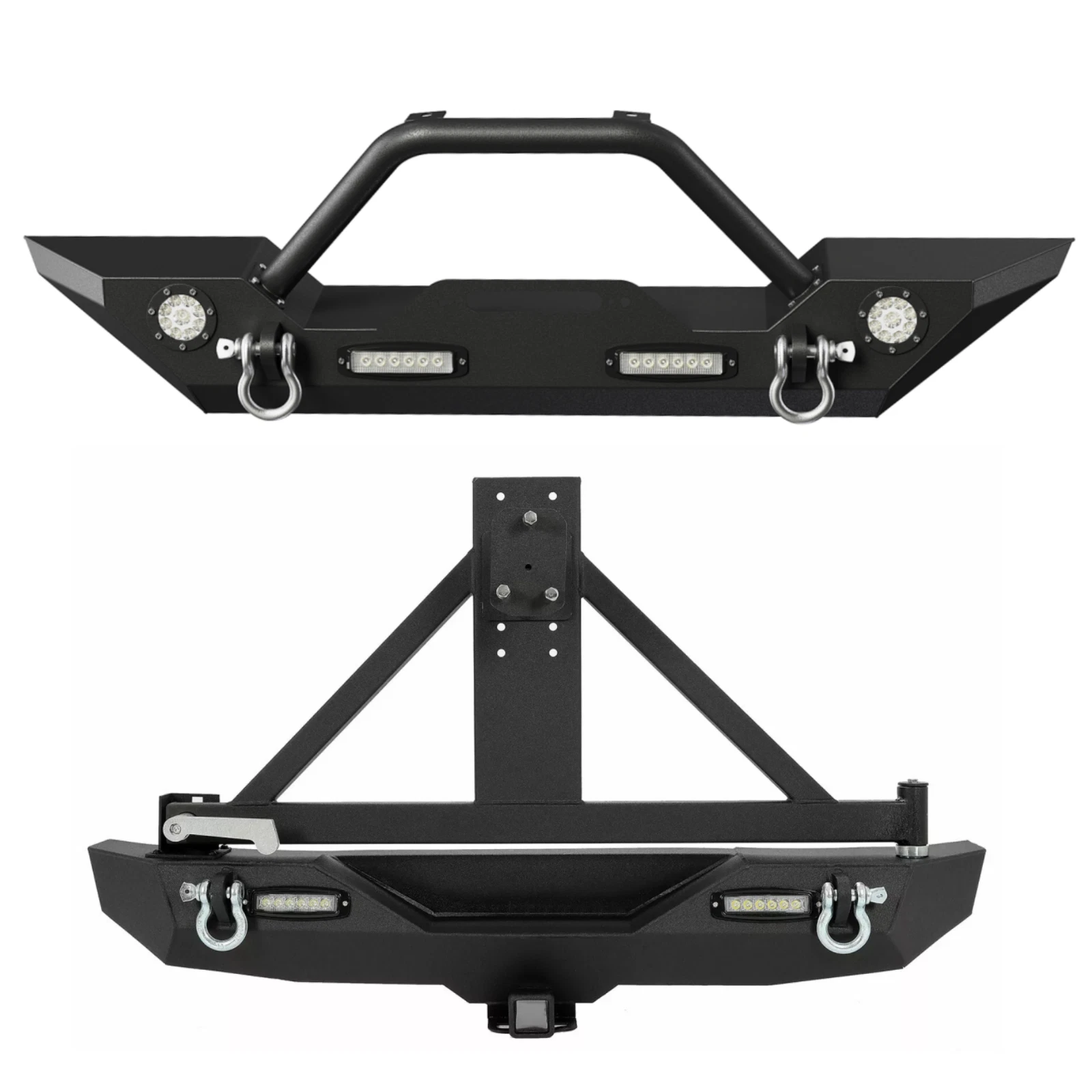 Front/Rear Bumper for Jeep Wrangler JK Unlimited (2007–2018) w/ Winch Plate, LED