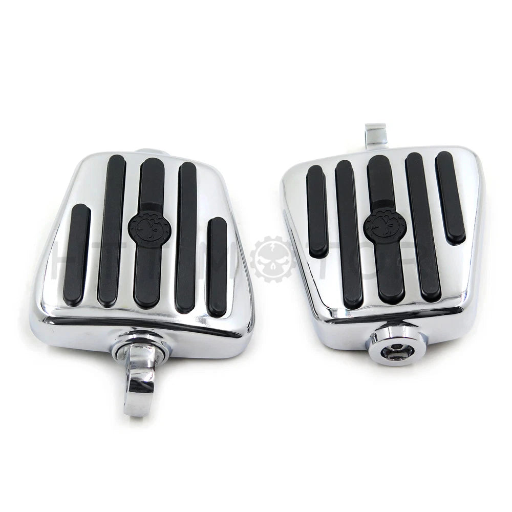 Gear Skull Foot Pegs for Harley (1984–2016) w/ Foot Peg Support Chrome