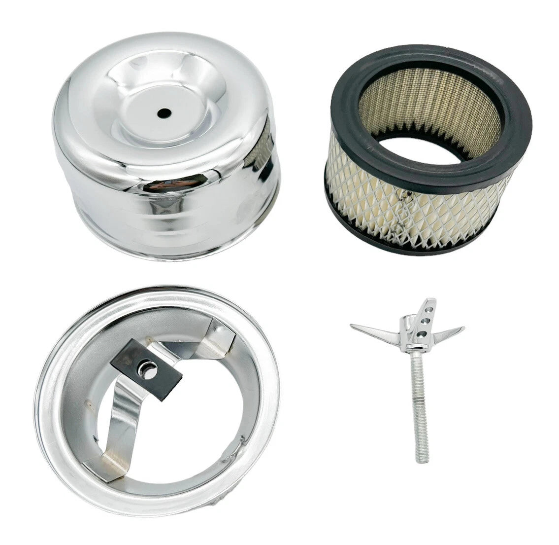 Air Cleaner Intake Chrome 2 Barrel Louvered Set for Universal (1950–1970)