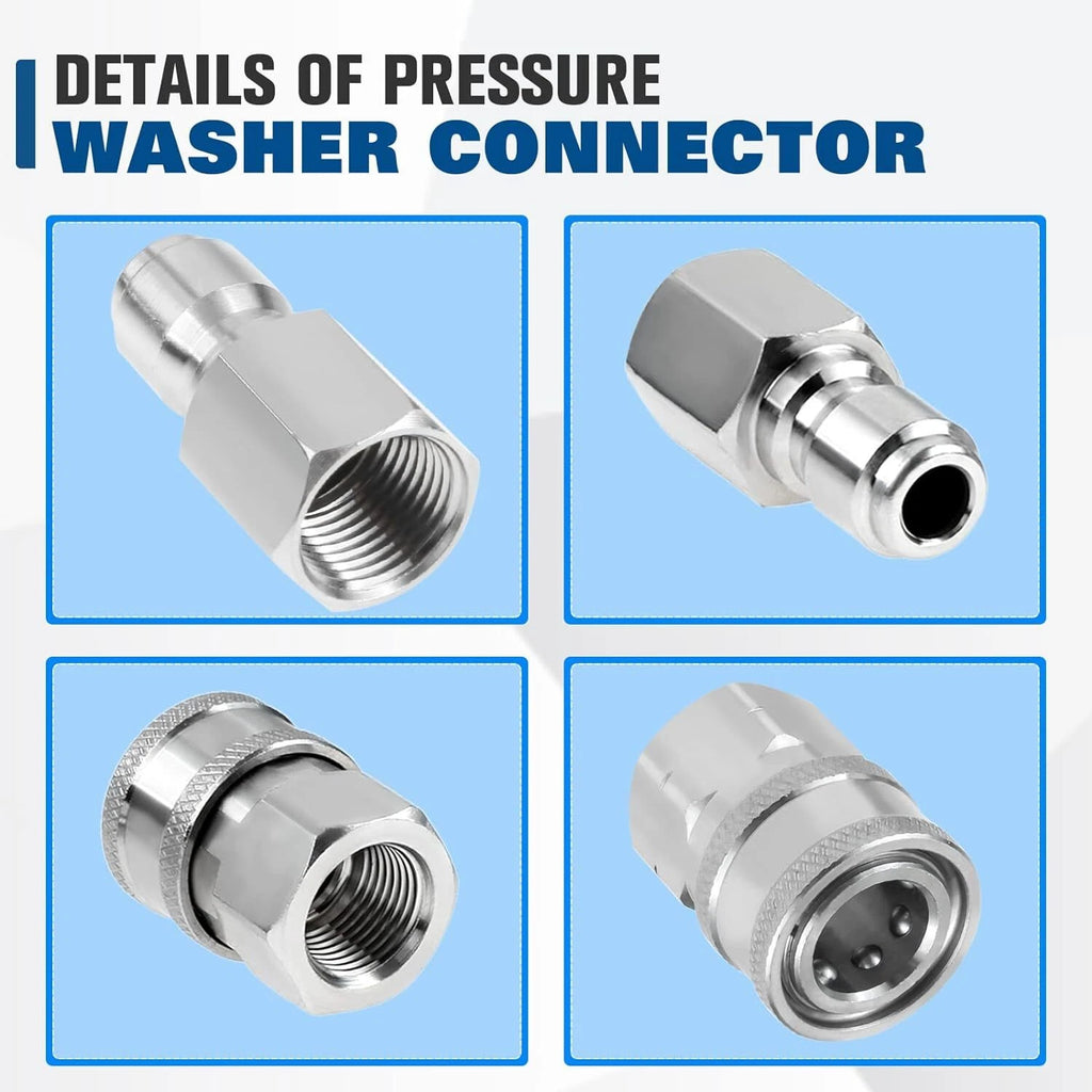 Set of 4 NPT 3/8 Inch Stainless Steel Quick Connectors for Automotive