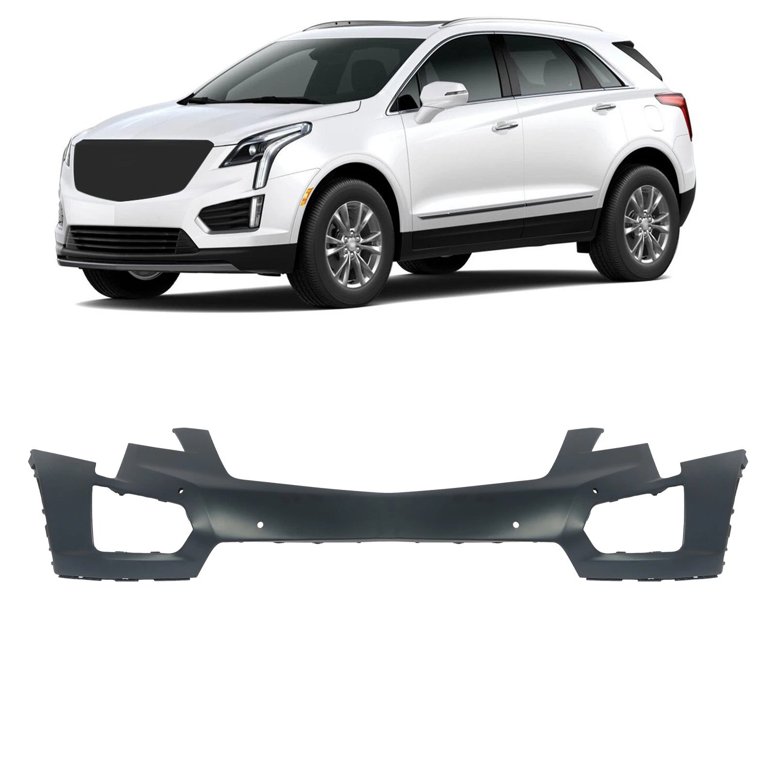 Front Bumper Cover for Cadillac XT5 (2020-2023) Plastic Black