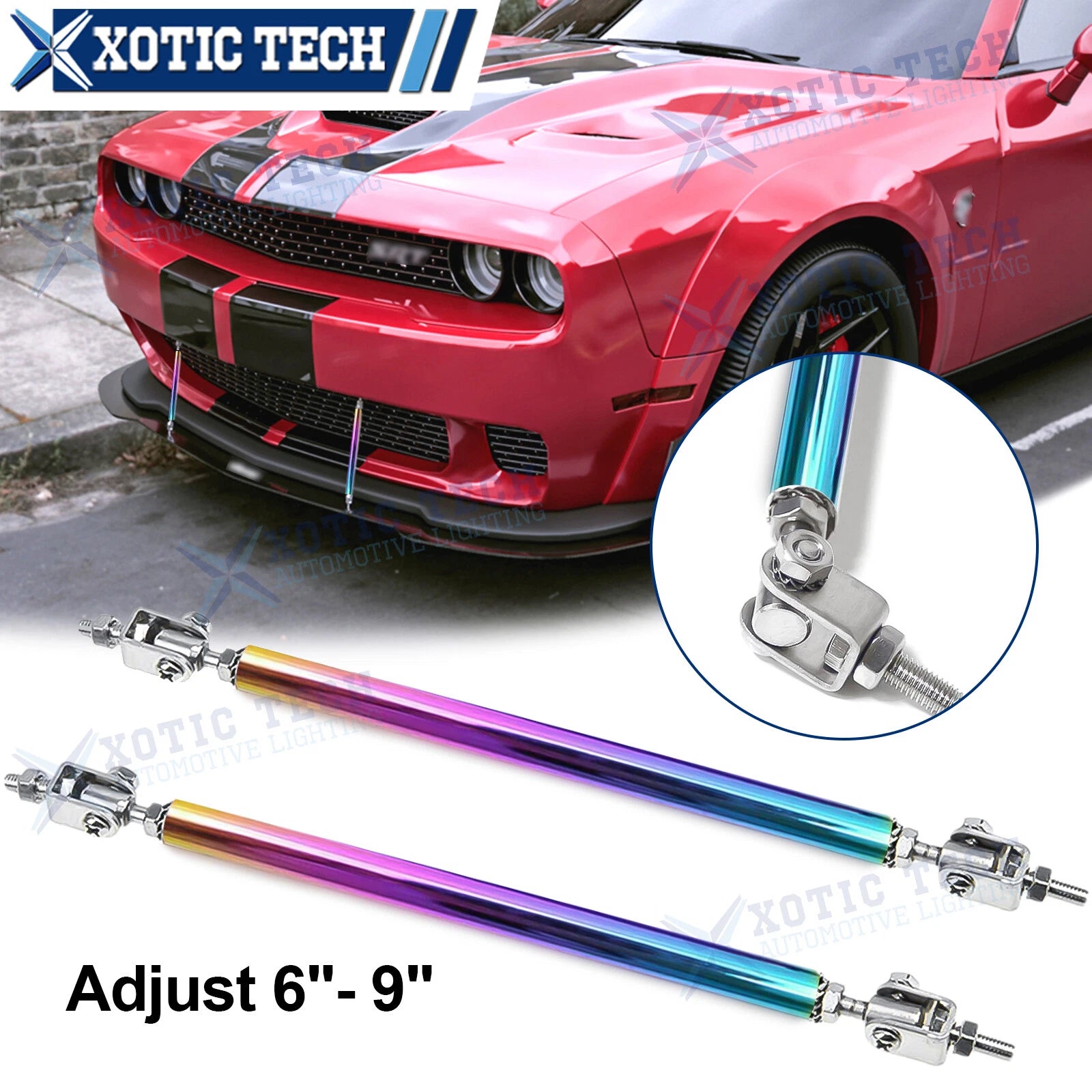 Sporty NEO 2Pcs Front Bumper Diffuser Strut Rod Tie Bar Stabilizer for Dodge (2011–2024)