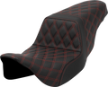 SADDLEMEN Step-Up Seat for FLH/FLT (2008–2023) - Lattice Stitch, Red Stitch