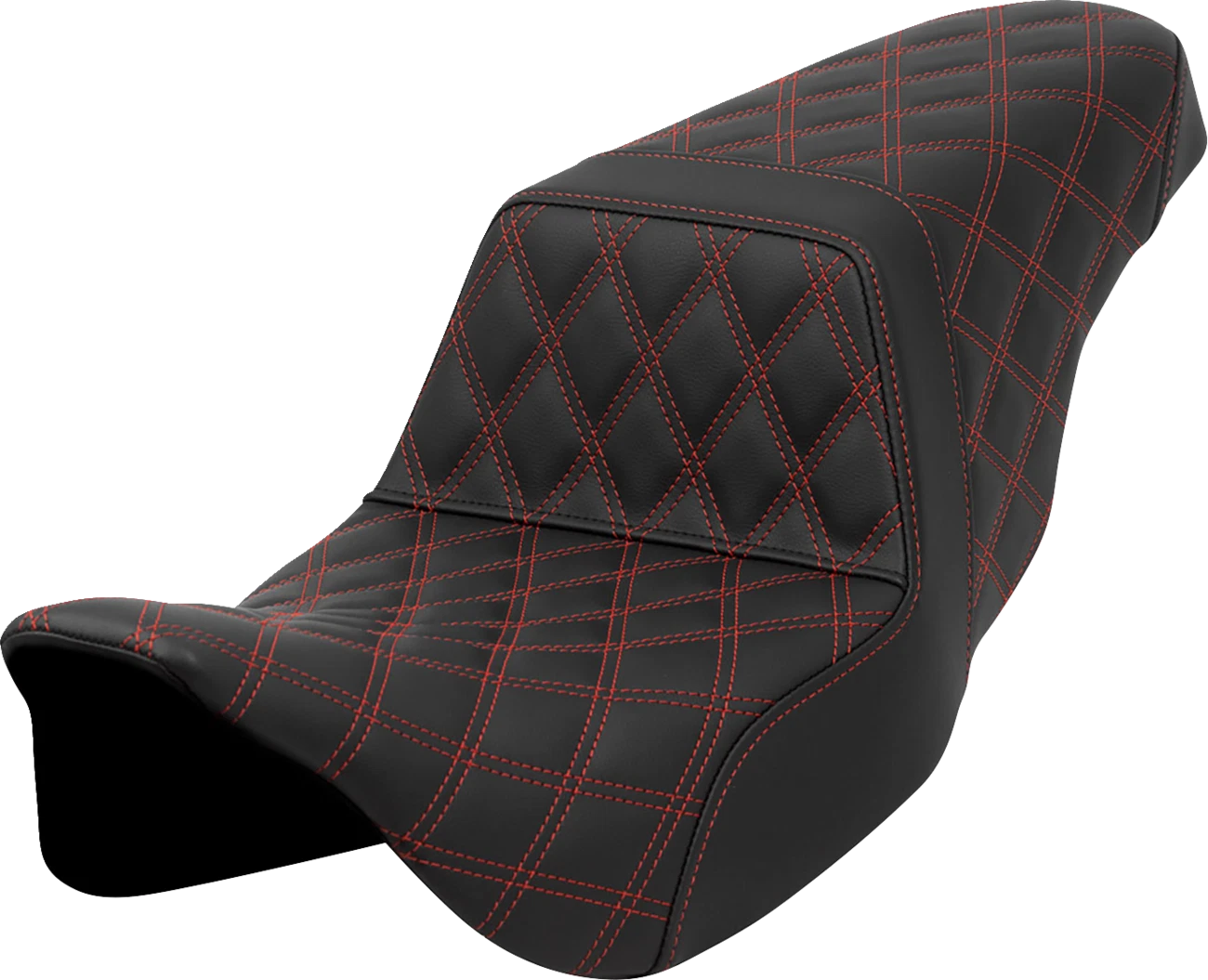 SADDLEMEN Step-Up Seat for FLH/FLT (2008–2023) - Lattice Stitch, Red Stitch