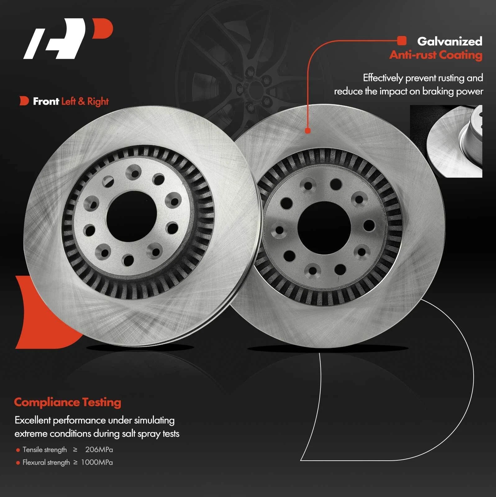 Front Disc Brake Rotors for Ford Taurus, Freestyle, Five Hundred (2008-2009)