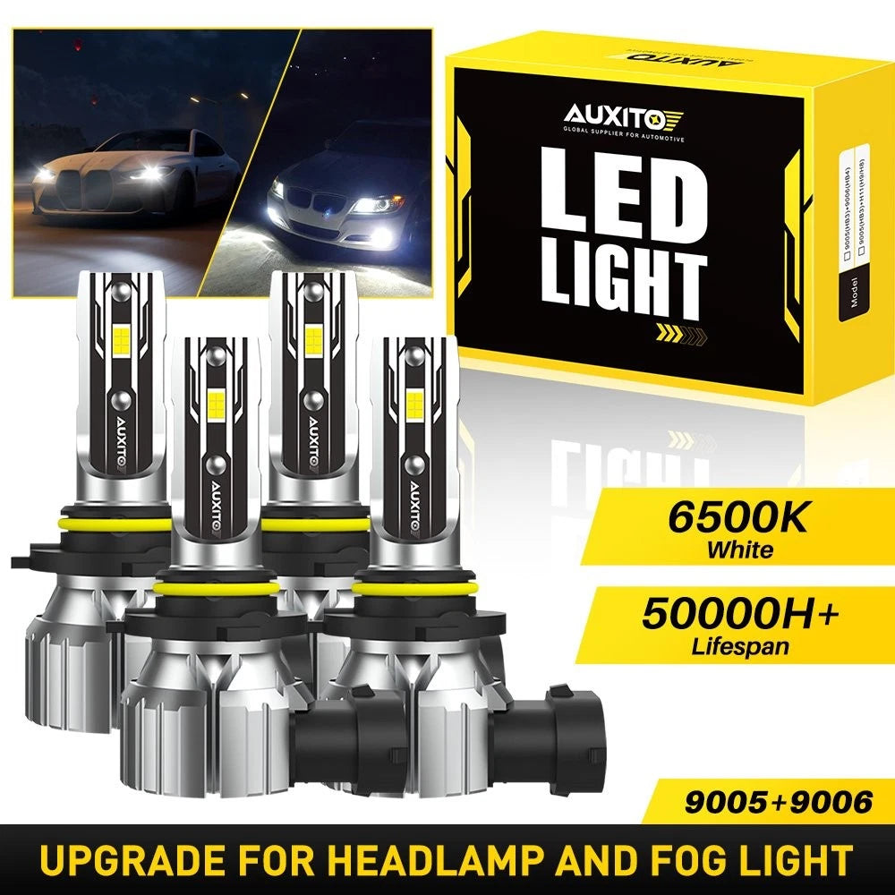 Set of 4 LED Headlight Bulbs for 9006 9005 (High Low Beam, 6500K)