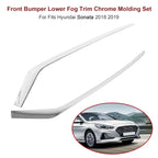 2X Front Bumper Lower Fog Trim Chrome Molding for Hyundai Sonata (2018–2019)