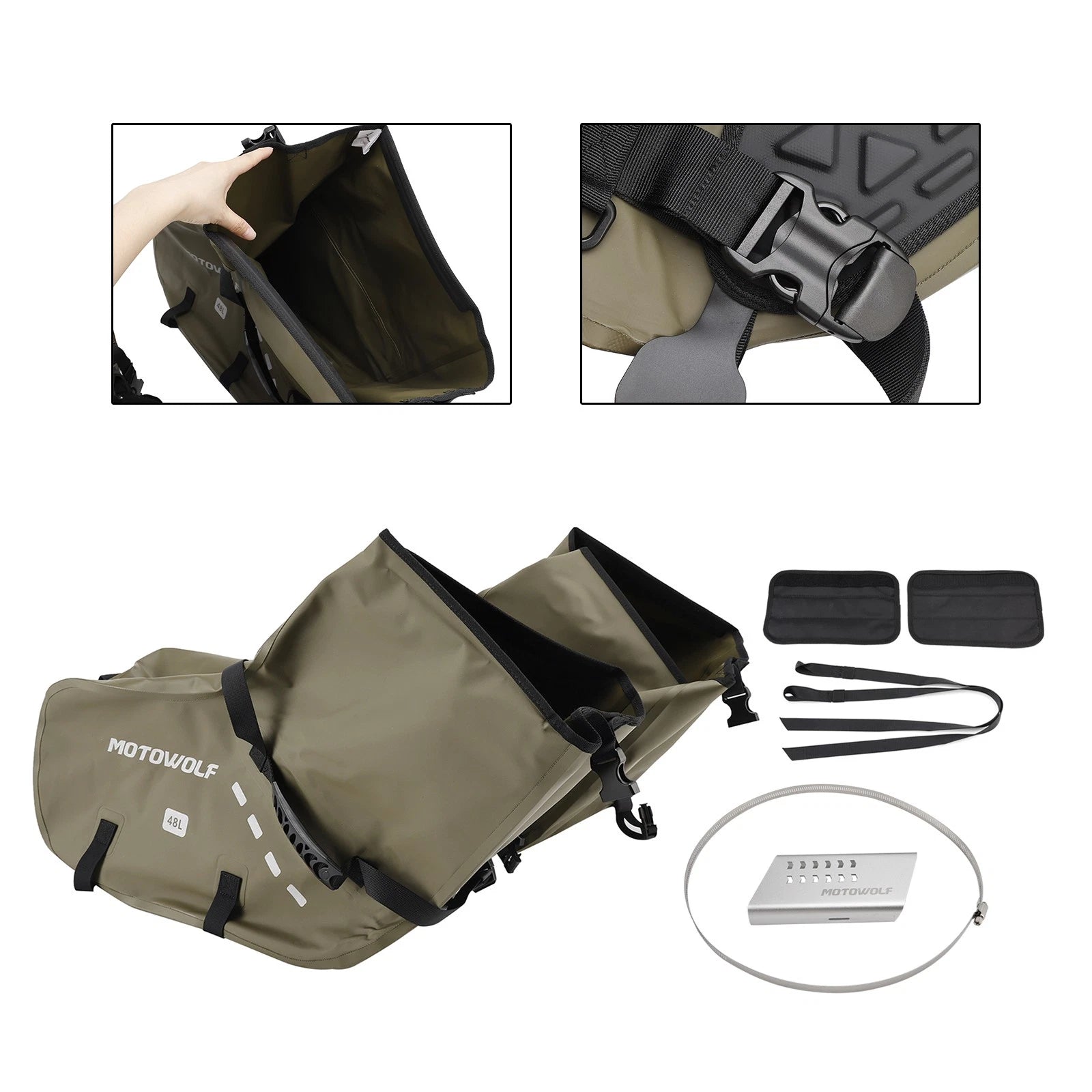 Side Tail Bag Saddlebag for Scooter Motorcycle (86L, Green)