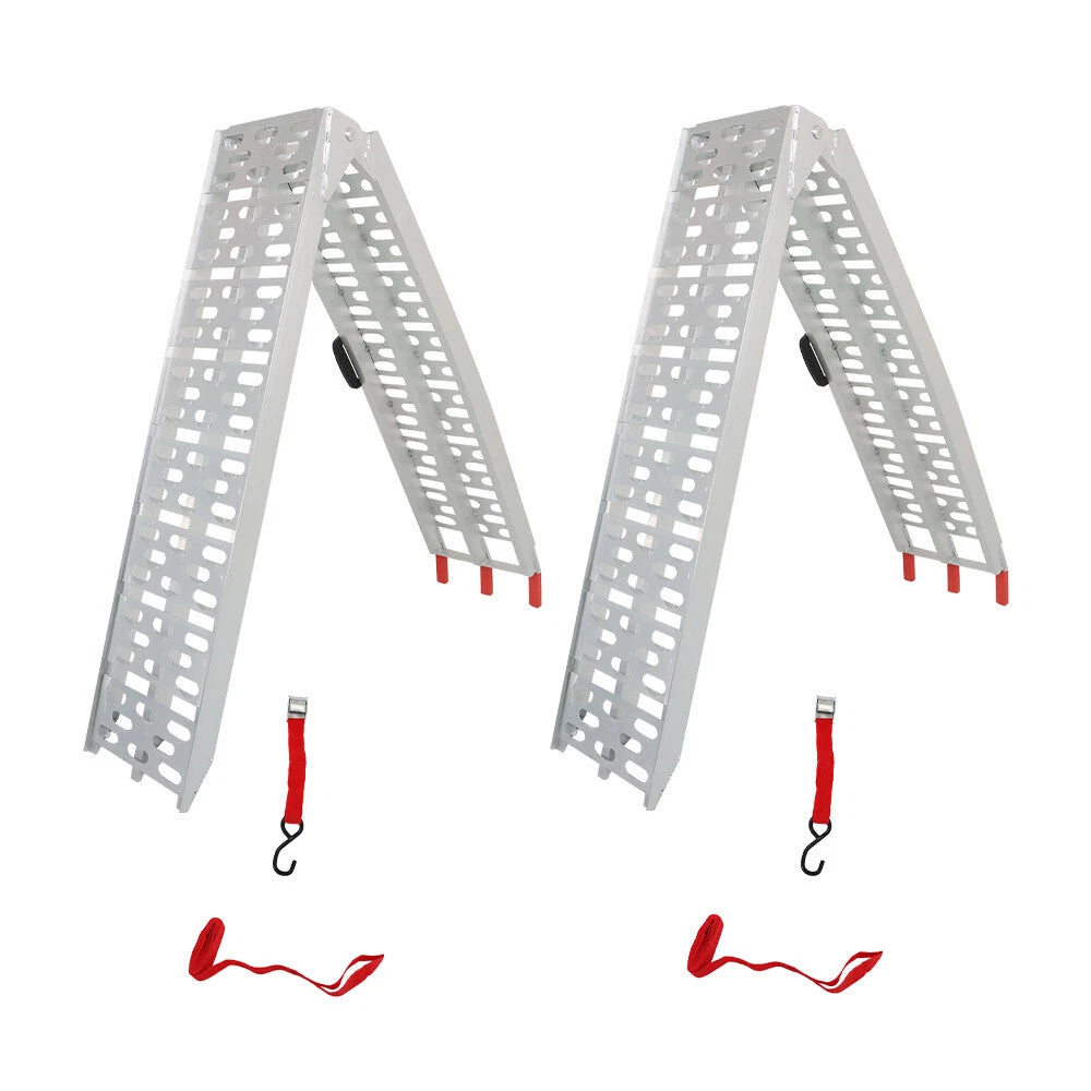 Set of 2 Folding Aluminum Loading Ramps for ATV UTV Truck Motorcycle