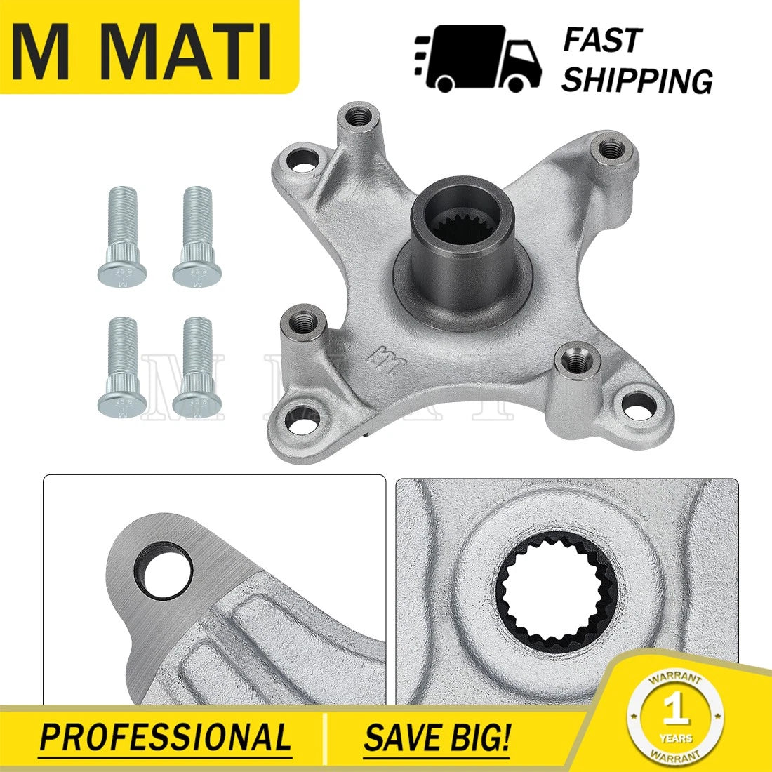 Rear Wheel Hub & Bolts 5135546 5135406 for Polaris Hawkeye 300 (2006–2011)