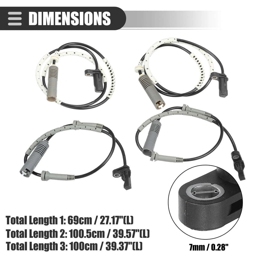 Set of 4 ABS Sensors for BMW 128i (No. 34526760424/34526760425)