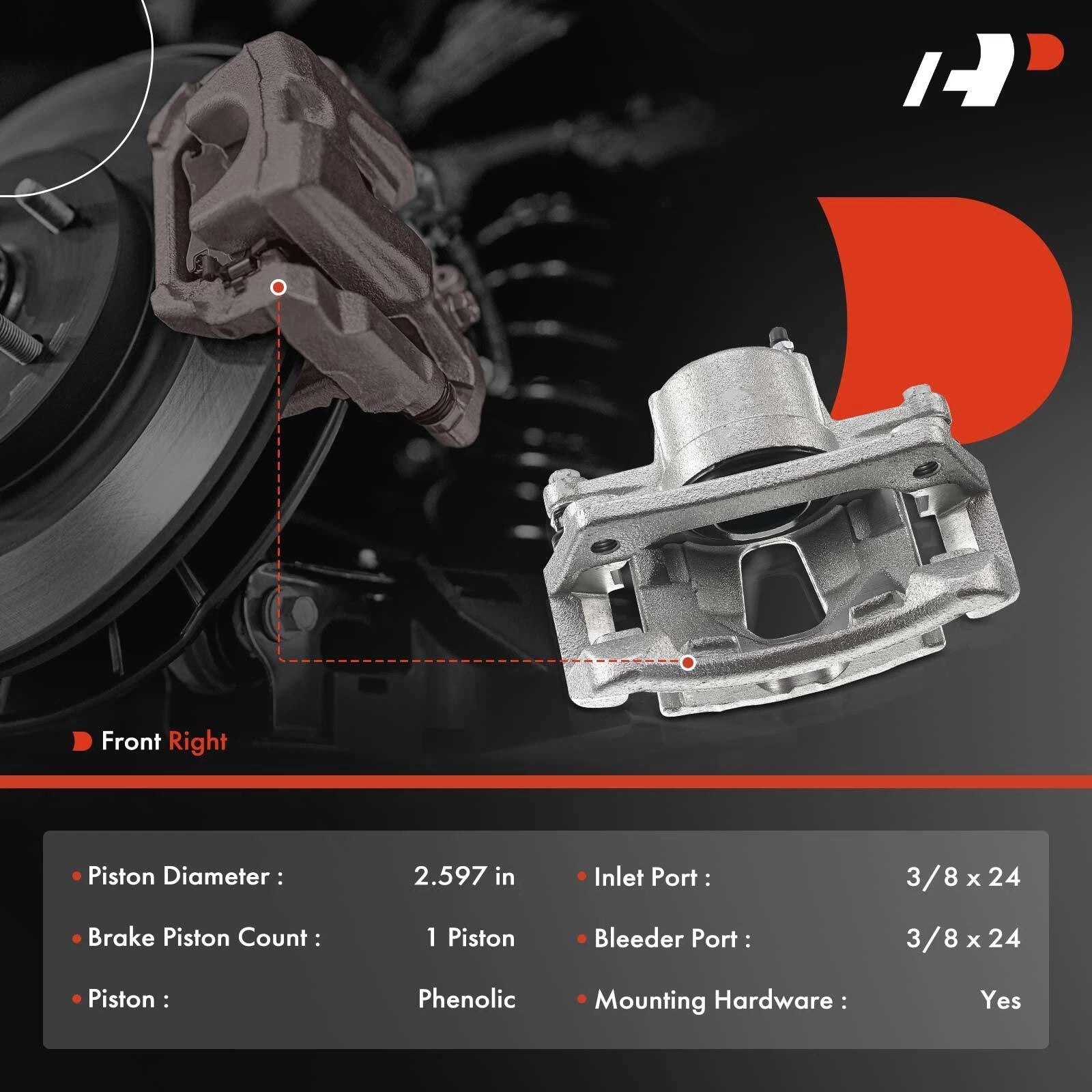 Front Right Brake Caliper with Bracket for Jeep Liberty (2002-2007)