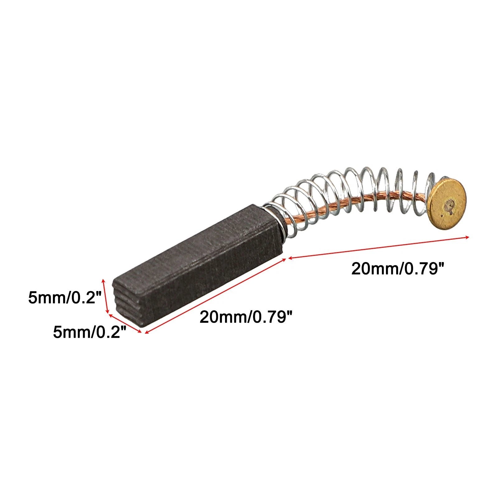 Set of 10 Carbon Brushes for Electric Motors 20mm x 5mm x 5mm