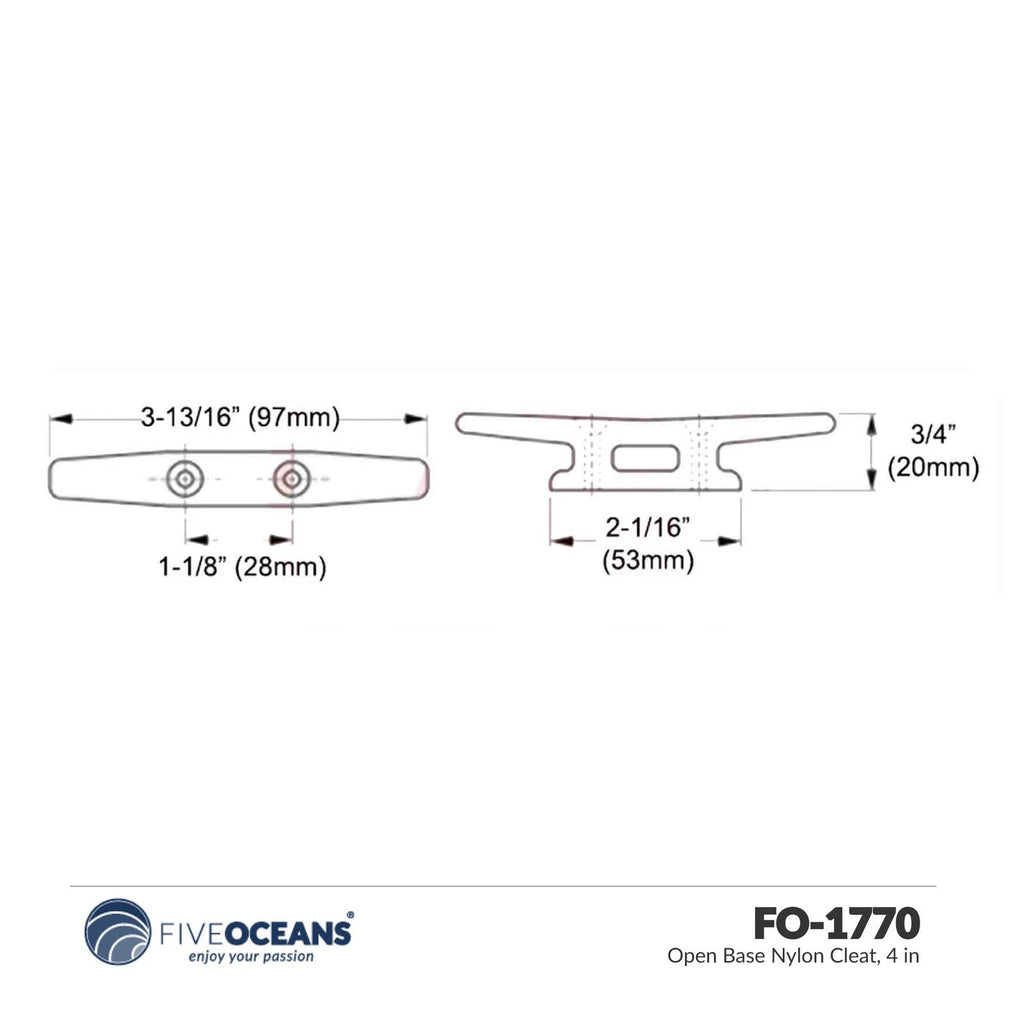 4" Nylon Cleat for Five Oceans FO1770 (Open Base)