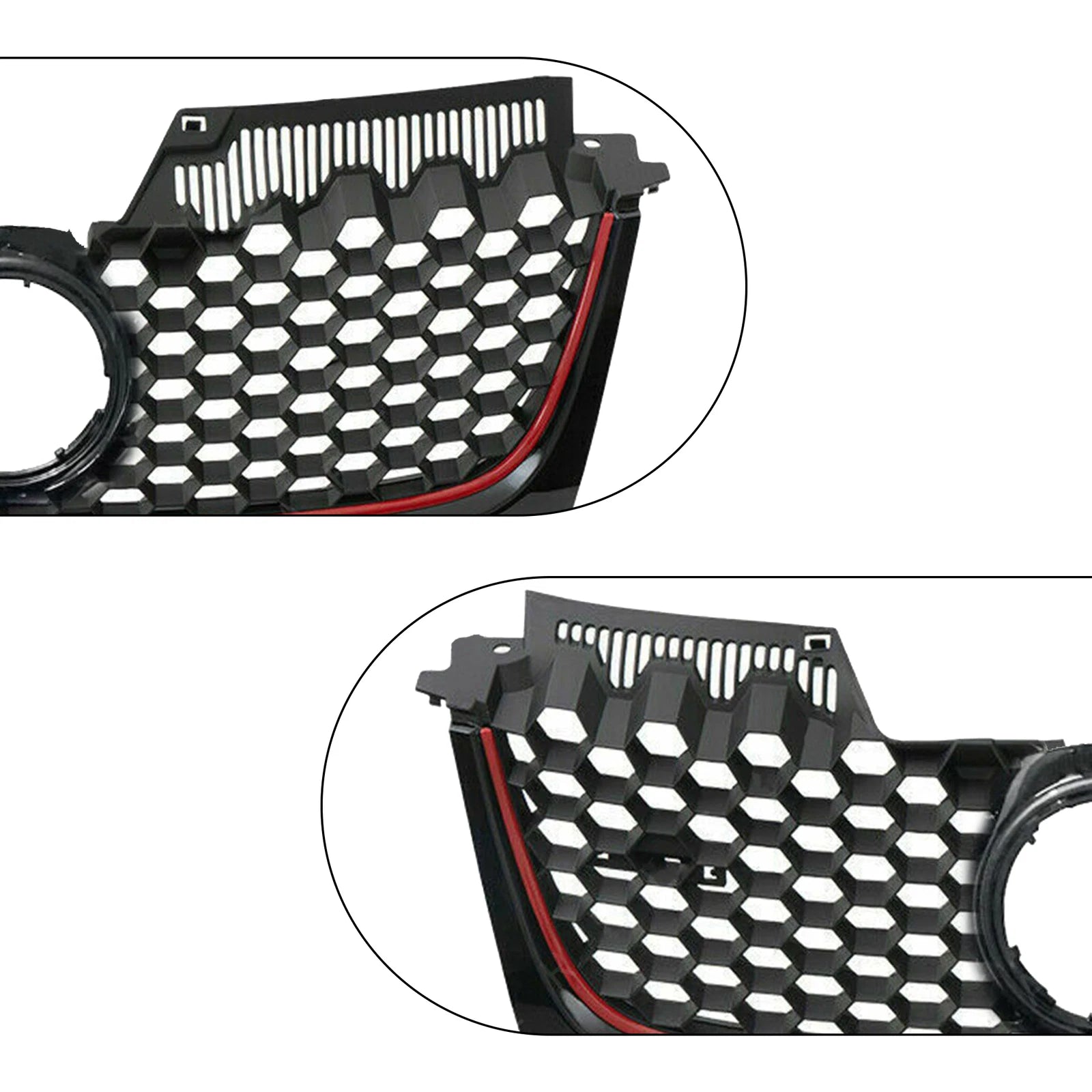 Front Upper Mesh Grille for VW Mk5 GTI Jetta (2006–2009) Matte Black Red Trim