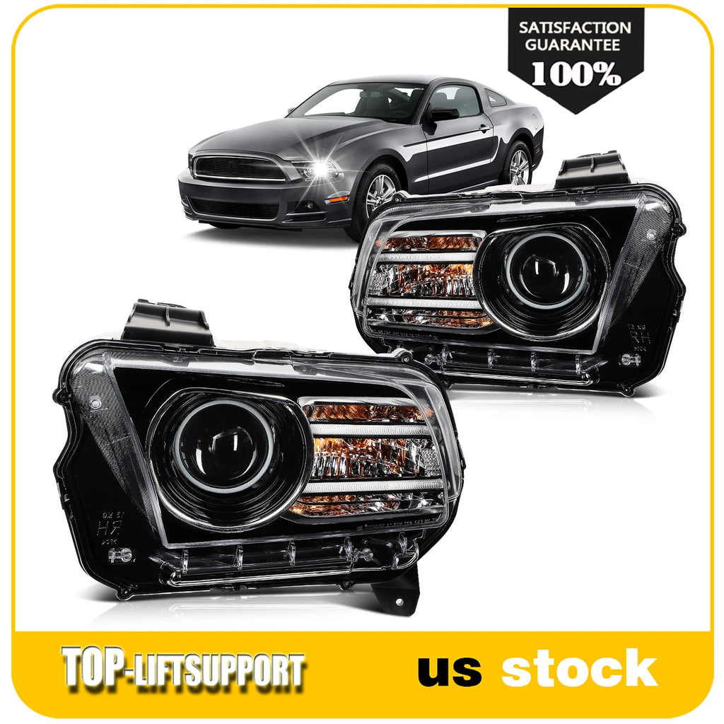 LED DRL Headlight for Ford Mustang (2013–2014) Black Housing Pair