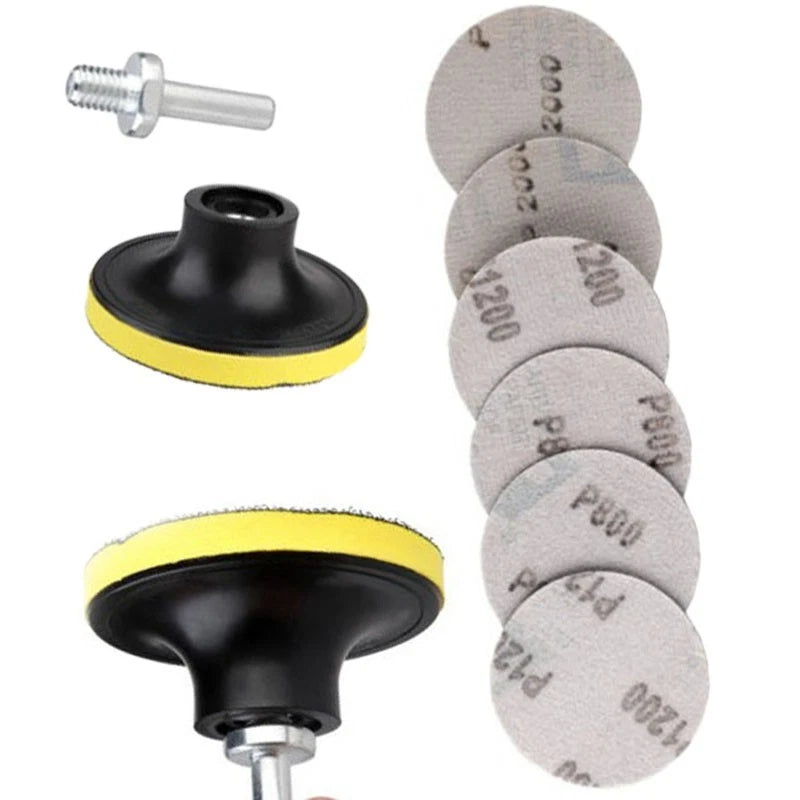 Sanding Disc Set 800/1200/2000 Grit + Mandrel for Automotive Polishing