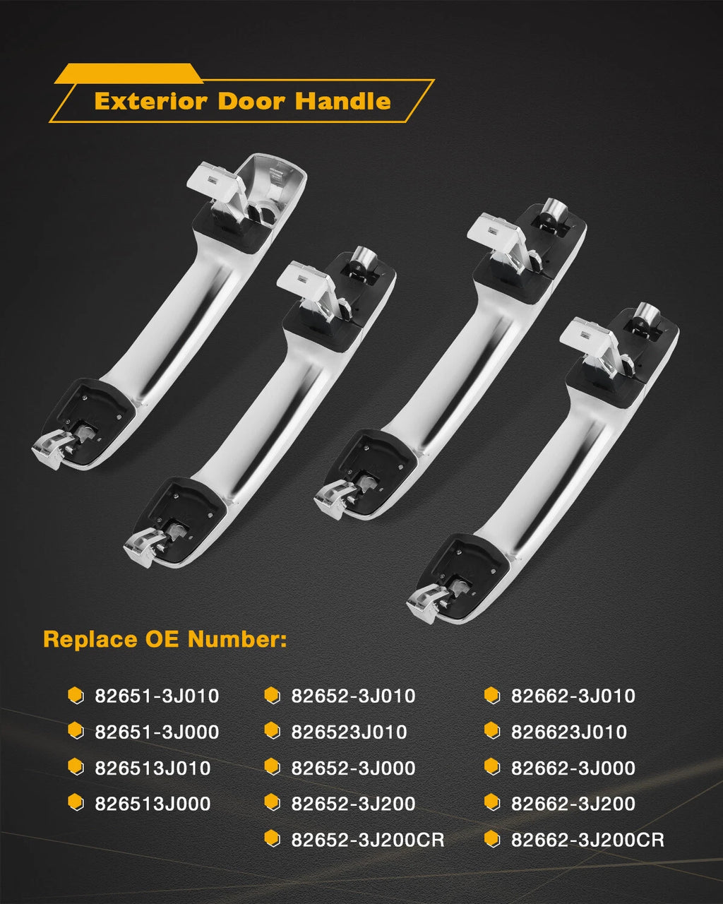 Set of 4 Chrome Exterior Door Handles for Hyundai Veracruz (2007–2012)